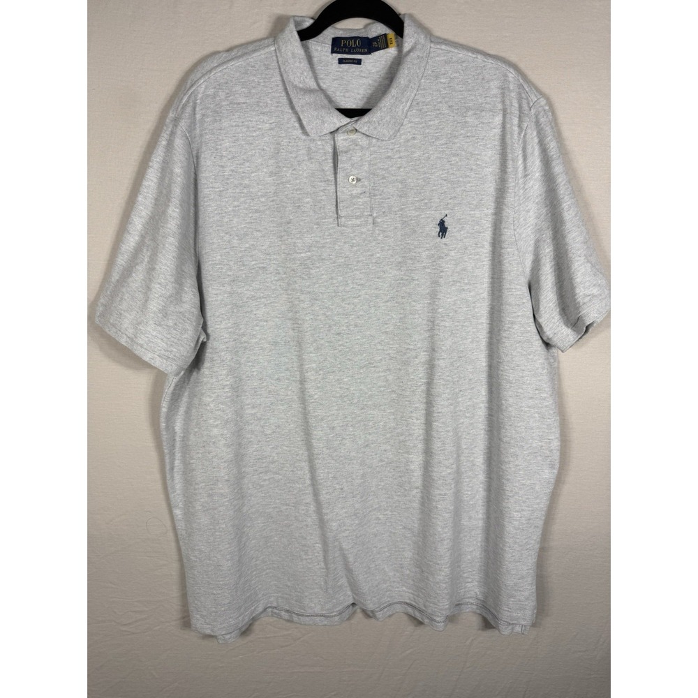 Polo Ralph Lauren Mens XXL Tall Gray Polo Shirt Classic Fit Pony Logo